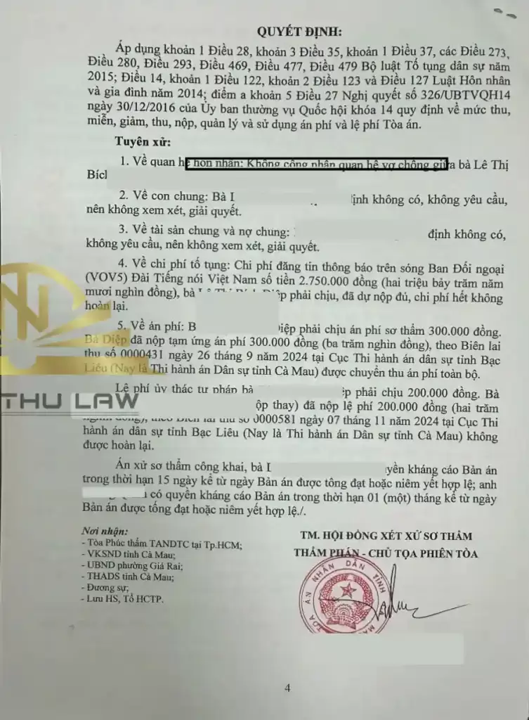 quyết định không công nhận vợ chồng với người trung quốc