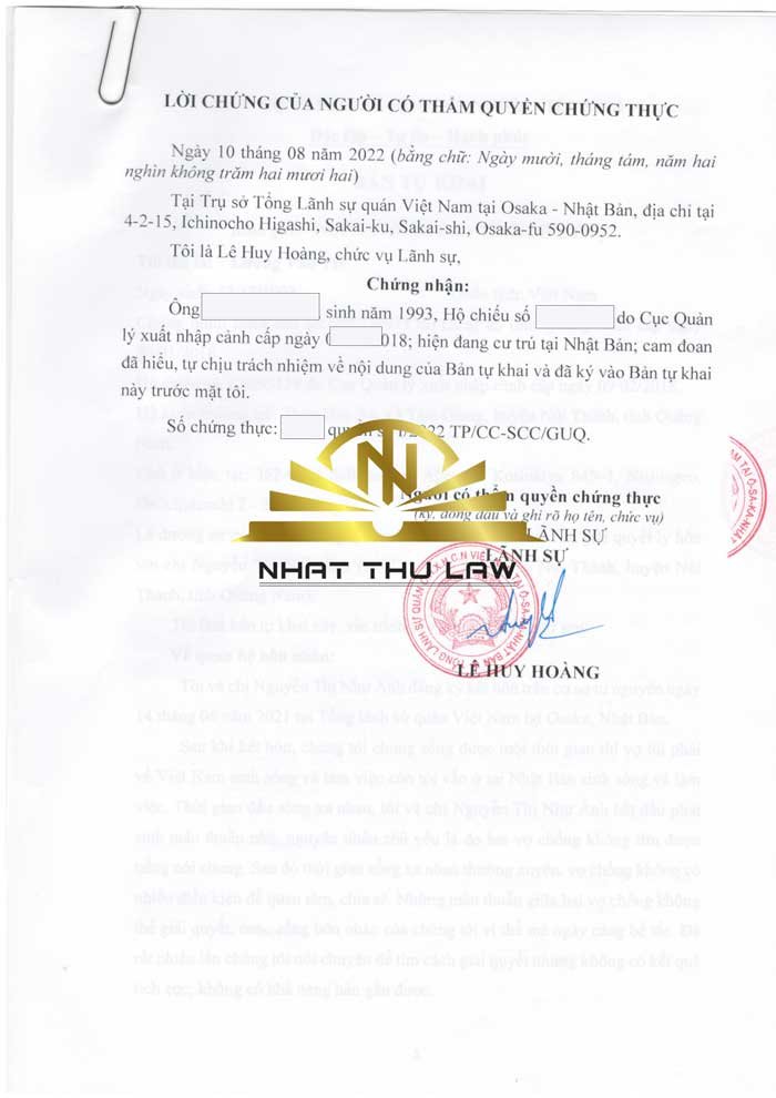 Chứng thực chữ ký tại Đại sứ quán Việt Nam ở Nhật