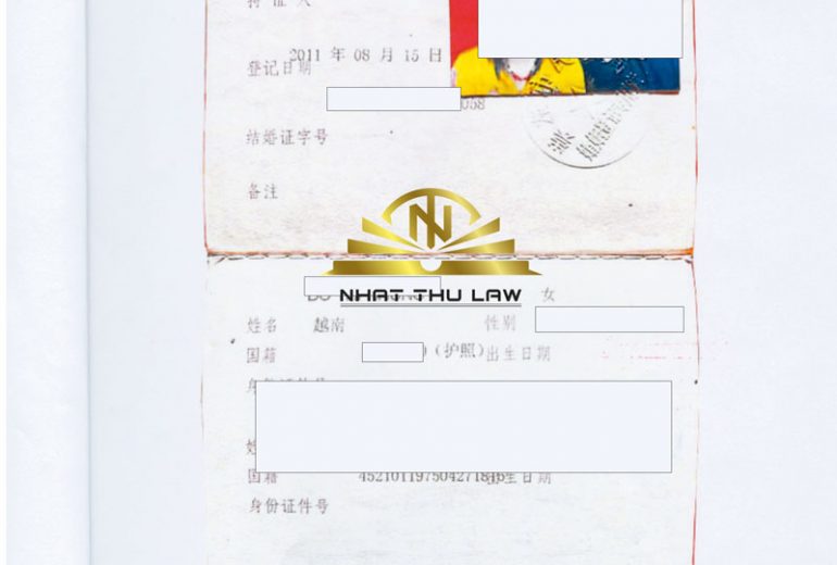 giấy đăng ký kết hôn trung quốc