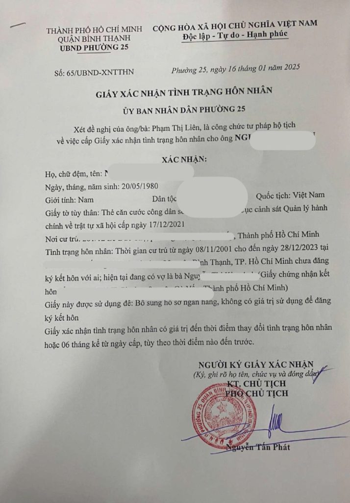 Giấy xác nhận tình trạng hôn nhân cấp theo khoảng thời gian, nếu công dân từng chuyển thường trú nhiều nơi