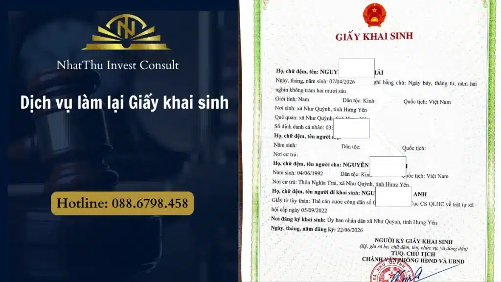 Dịch vụ làm lại giấy khai sinh bị mất
