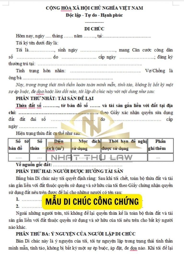 mẫu di chúc công chứng