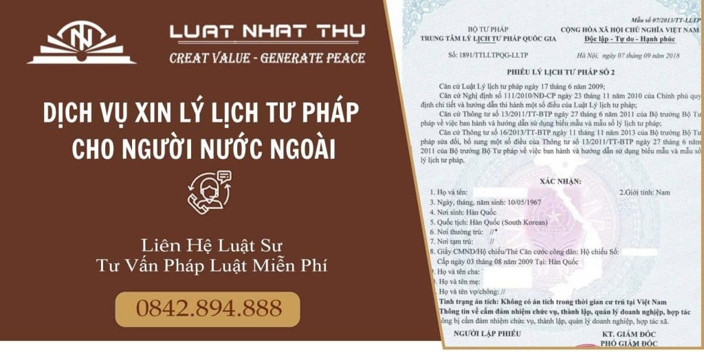 Dịch vụ xin lý lịch tư pháp cho người nước ngoài