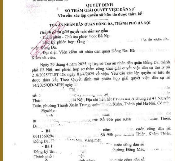 Quyết định phân chia di sản thừa kế của toà án