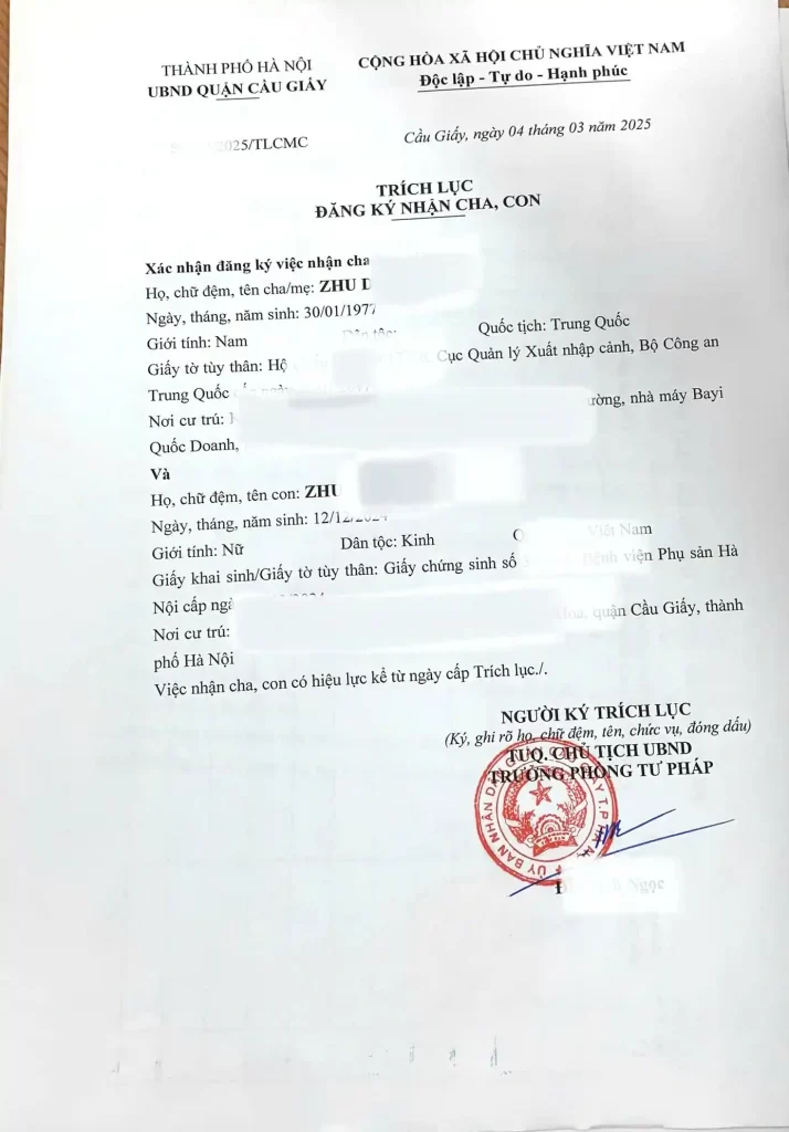 đổi tên sau khi xác định được cha mẹ con