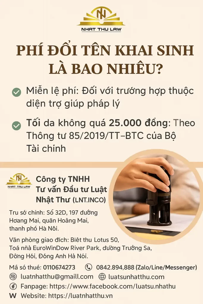 Phí đổi tên khai sinh theo quy định