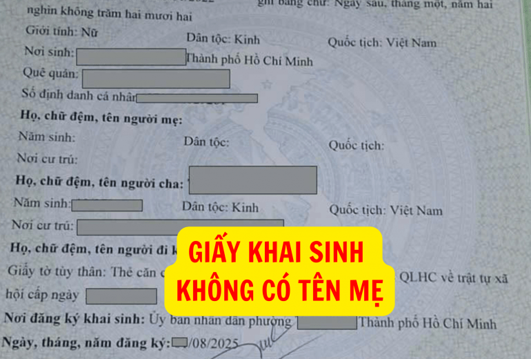Mẫu giấy khai sinh không có tên mẹ