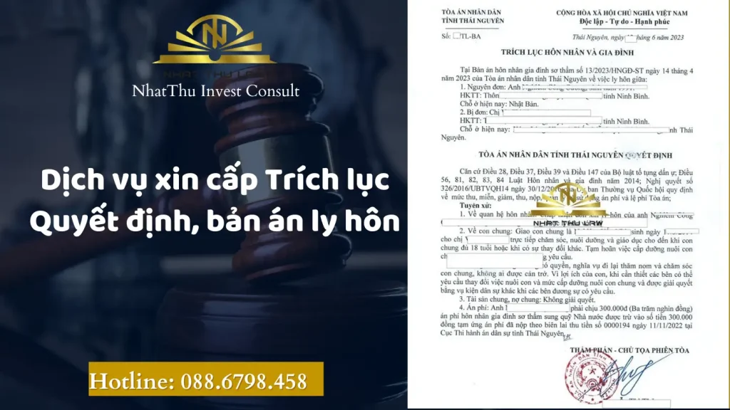 Dịch vụ xin cấp trích lục quyết định bản án ly hôn